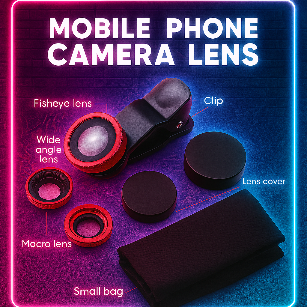 Universal 3-in-1 Clip Lens Kit – Wide Angle, Macro & 180° Fisheye for Smartphones