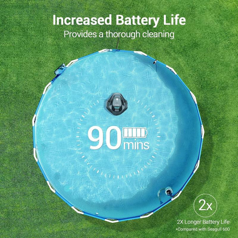 AIPER Cordless Robotic Pool Cleaner, Lasts up to 90 Mins, Ideal for above Ground Pools, Self-Parking,Automatic Brush #Smartlivinges