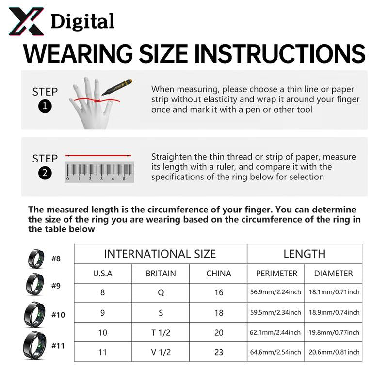 Smart Ring IP68 Waterproof Wearable Fitness Trackers for Womenmen Couple Gift Multi Sport Mode