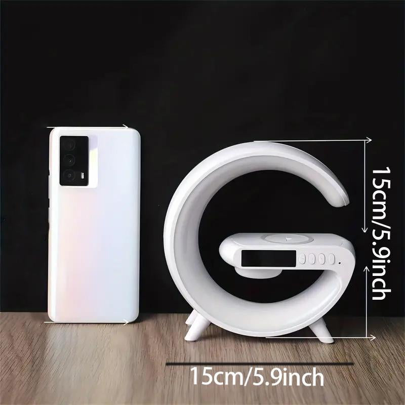 RGB Night Light Lamp Multifunctional Wireless Speaker, Multifunctional Wireless Speaker with Alarm Clock, Wireless Charger Station Pad for Iphone, Samsung, Xiaomi, Huawei, USB Night Light