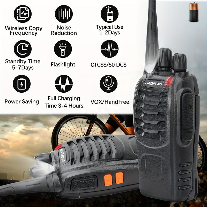 BAOFENG 4-Pack Dual-Purpose Radio, Handheld Dual-Purpose Radio, 16-Channel Dual-Purpose Radio, Rechargeable Handheld Dual-Purpose Radio, Long-Range Walkie-Talkie, Outdoor Equipment Supports Camping, Hiking and Hunting