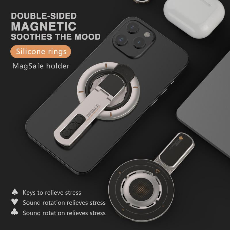 2025 New Dual-Sided Magnetic Phone Ring Holder Stand for Apple Iphone Magsafe, 360° Rotatable Ring & Ultra-Strong Dual Magnets, Foldable Desktop Portable Fidget Grip Support Back Mount