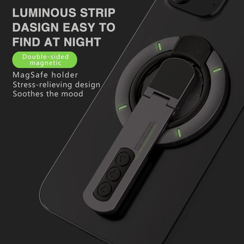 2025 New Dual-Sided Magnetic Phone Ring Holder Stand for Apple Iphone Magsafe, 360° Rotatable Ring & Ultra-Strong Dual Magnets, Foldable Desktop Portable Fidget Grip Support Back Mount