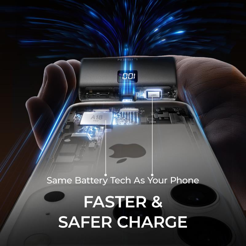 LISEN Small Portable Charger 7000Mah Mini Portable Charger Power Bank for Apple Watch & Iphone Series 16-12 USB Type-C Charger Digital Display, Lightwight and Compact Travel-Friendly Design