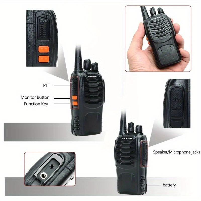 BAOFENG 4-Pack Dual-Purpose Radio, Handheld Dual-Purpose Radio, 16-Channel Dual-Purpose Radio, Rechargeable Handheld Dual-Purpose Radio, Long-Range Walkie-Talkie, Outdoor Equipment Supports Camping, Hiking and Hunting