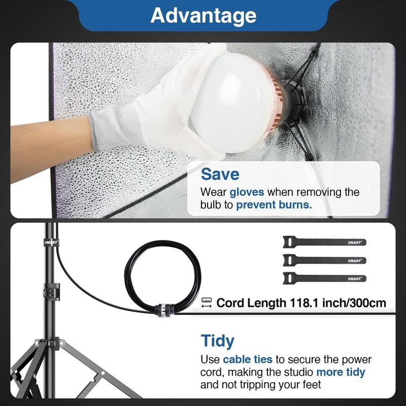 EMART Softbox Lighting Kit 16X16In 3000-6500K Adjustable for Shooting 85W LED Bulbs with Remote 65" Tripod Professional Softbox Photography Lighting Kit for Studio Portrait Video Recording