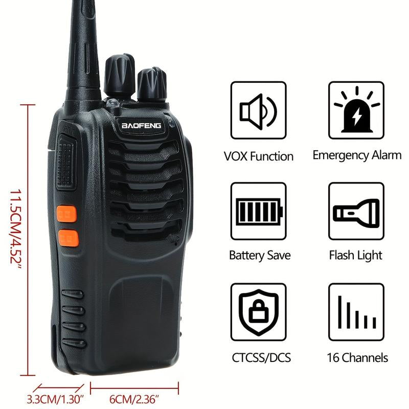 BAOFENG 4-Pack Dual-Purpose Radio, Handheld Dual-Purpose Radio, 16-Channel Dual-Purpose Radio, Rechargeable Handheld Dual-Purpose Radio, Long-Range Walkie-Talkie, Outdoor Equipment Supports Camping, Hiking and Hunting