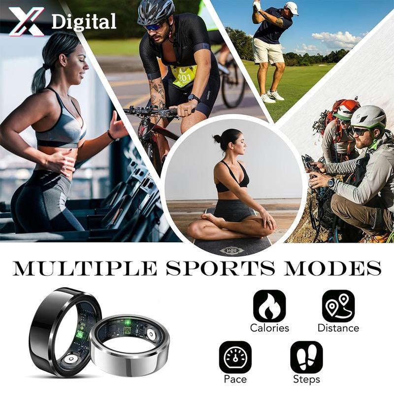 Smart Ring IP68 Waterproof Wearable Fitness Trackers for Womenmen Couple Gift Multi Sport Mode