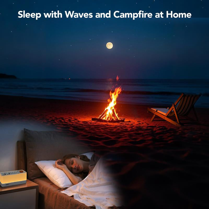 TAKOO 3-In-1 Sound Machine, Mixable 7 Nature Sounds & White Noise, 30-Level Night Lights, 11 Ambient Lights, 180-Min Timer for Sleep Aid, Relaxing, Kids, Meditation, Gift, Smartphone, Audio