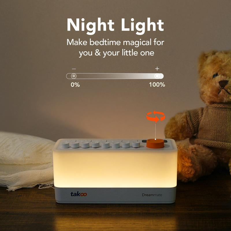 TAKOO 3-In-1 Sound Machine, Mixable 7 Nature Sounds & White Noise, 30-Level Night Lights, 11 Ambient Lights, 180-Min Timer for Sleep Aid, Relaxing, Kids, Meditation, Gift, Smartphone, Audio