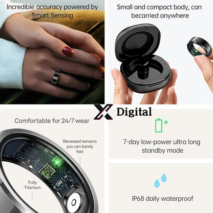 Smart Ring IP68 Waterproof Wearable Fitness Trackers for Womenmen Couple Gift Multi Sport Mode
