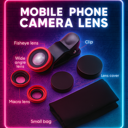 Universal 3-in-1 Clip Lens Kit – Wide Angle, Macro & 180° Fisheye for Smartphones