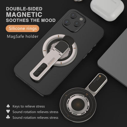 2025 New Dual-Sided Magnetic Phone Ring Holder Stand for Apple Iphone Magsafe, 360° Rotatable Ring & Ultra-Strong Dual Magnets, Foldable Desktop Portable Fidget Grip Support Back Mount