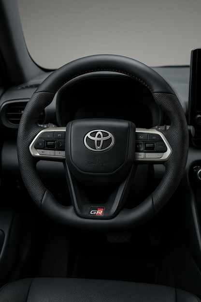 Toyota LC300 GR Sport Edition Genuine Leather Steering Wheel (Silver)