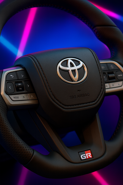 Toyota LC300 GR Sport Edition Genuine Leather Steering Wheel (Silver)