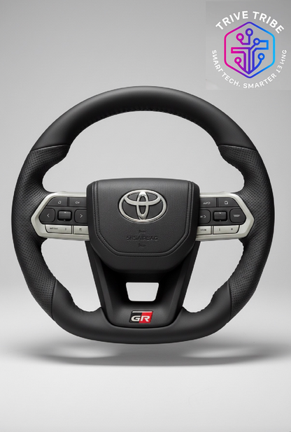 Toyota LC300 GR Sport Edition Genuine Leather Steering Wheel (Silver)
