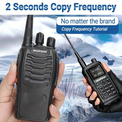 BAOFENG 4-Pack Dual-Purpose Radio, Handheld Dual-Purpose Radio, 16-Channel Dual-Purpose Radio, Rechargeable Handheld Dual-Purpose Radio, Long-Range Walkie-Talkie, Outdoor Equipment Supports Camping, Hiking and Hunting